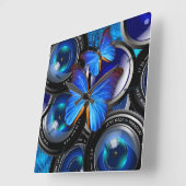 バタフライアート44壁時計と数字オプション スクエア壁時計 (傾斜)