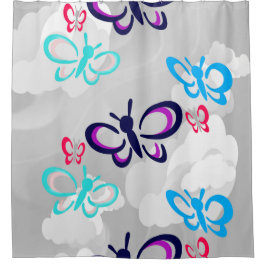 バタフライアート シャワーカーテン