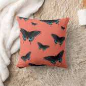 バタフライアート（昆虫）オオカバマダラ、モナークプリントピンクバタフライトランザクション クッション (ブランケット)