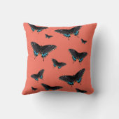 バタフライアート（昆虫）オオカバマダラ、モナークプリントピンクバタフライトランザクション クッション (裏面)