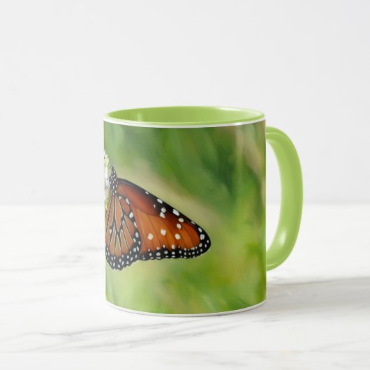 バタフライアート(昆虫)オオカバマダラ、モナークワイルドフラワーマグカップ マグカップ (正面右)
