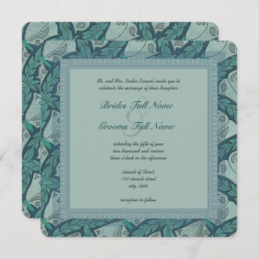 バタフライアールヌーボー結婚式招待状 招待状 (正面/裏面)