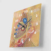 バタフライア絵画ートの四角い壁時計 スクエア壁時計 (傾斜)