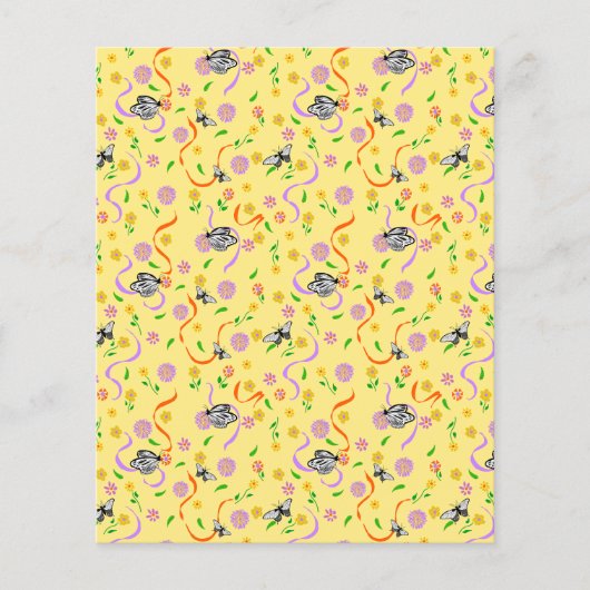 バタフライイエローフローラスクラップブック紙 (正面)