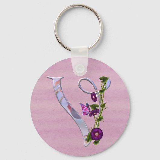 バタフライイニシャルV キーホルダー (正面)