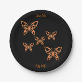 バタフライイメージ使用文字名Printed Round ペーパープレート (正面)