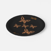 バタフライイメージ使用文字名Printed Round ペーパープレート (アングル)