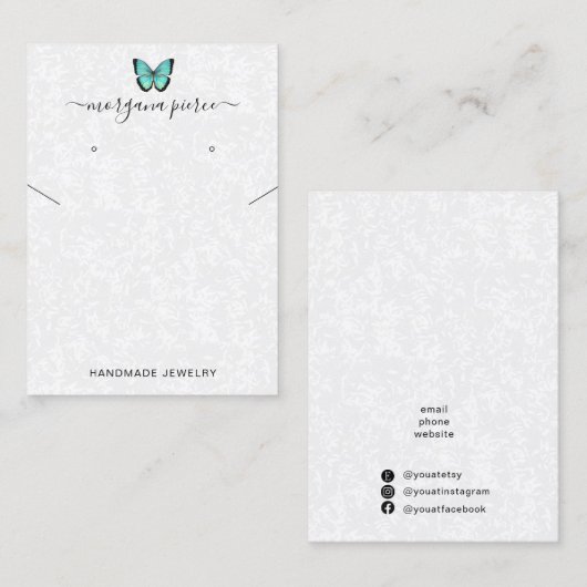 バタフライイヤリング及びネックレス表示ホルダー 名刺 (正面/裏面)