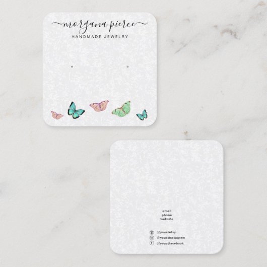 バタフライイヤリング製品表示カード スクエア名刺 (正面/裏面)