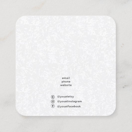 バタフライイヤリング製品表示カード スクエア名刺 (裏面)