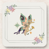 バタフライイラストレーションベージュフェアリーのグラフィックアート コースター (正面)