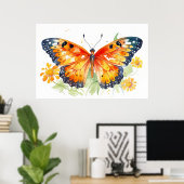 バタフライイラストレーション ポスター (ホームオフィス)