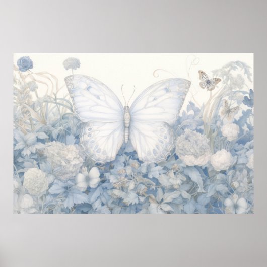 バタフライインガーデンイラストレーション ポスター (正面)