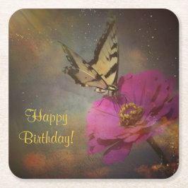 バタフライインザガーデンコースター紙 スクエアペーパーコースター