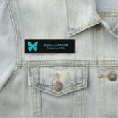 バタフライインターコイズブルーオンブラック 名札 (インサイチュ)