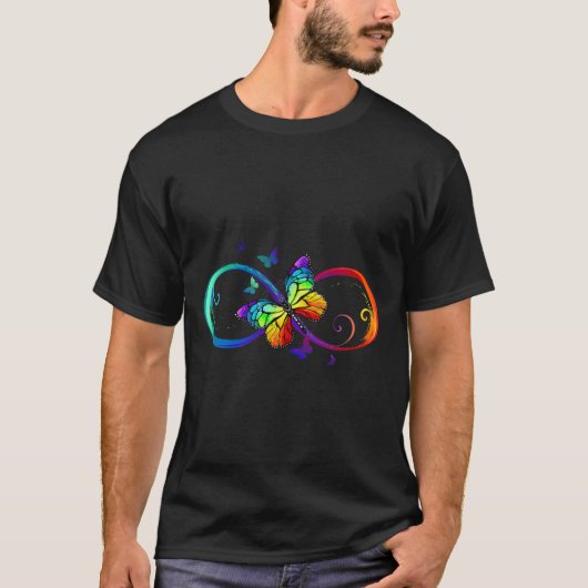 バタフライインフィニティシンボルアート自閉症意識ヌー Tシャツ (正面)