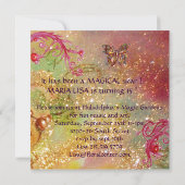 バタフライイン金ゴールドキラキラキンセアニェラ誕生日 招待状 (裏面)