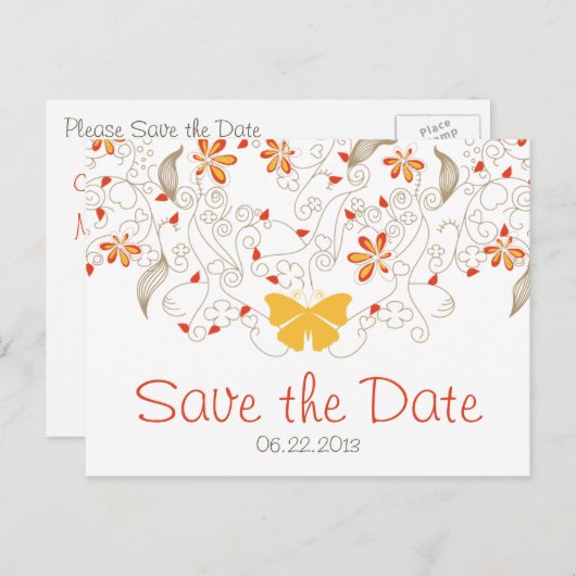 バタフライウィムシー日付はがきを保存 案内ポストカード (正面/裏面)