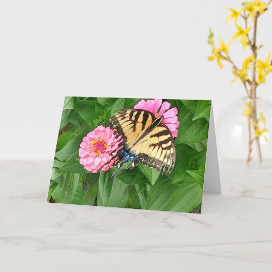 バタフライウィンググリーティングカード カード (黄色い花)
