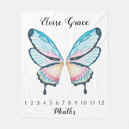 バタフライウィングマイルストーンブランケット フリースブランケット (正面)