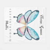 バタフライウィングマイルストーンブランケット フリースブランケット (正面(横))