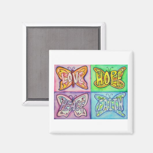 バタフライウィングワードアートインスピレーション冷蔵庫用マグネット マグネット (正面/裏面)