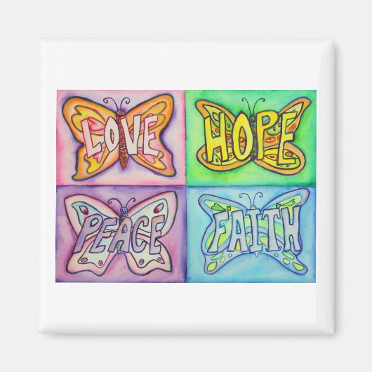 バタフライウィングワードアートインスピレーション冷蔵庫用マグネット マグネット (正面)