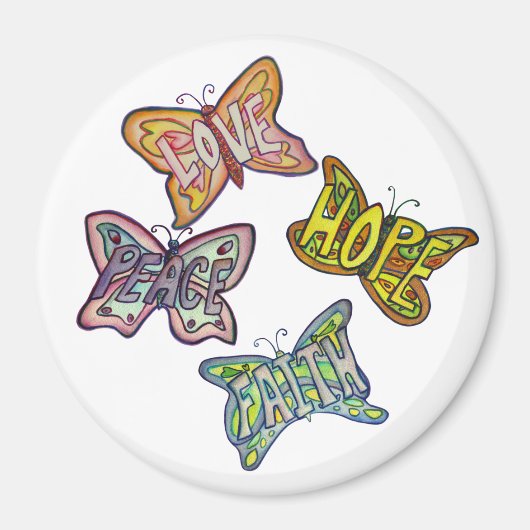 バタフライウィングワードアートギフト冷蔵庫用マグネット マグネット (正面)