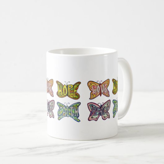 バタフライウィングワードア感動的ートコーヒーマグ コーヒーマグカップ (正面右)