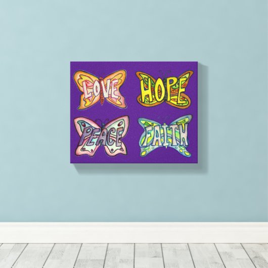 バタフライウイングワードアートキャンバスプリント絵画ズ キャンバスプリント (インサイチュ (ウッドフロア))