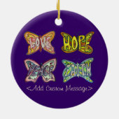 バタフライウイングワードアートペンダントオーナメント セラミックオーナメント (裏面)