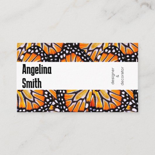 バタフライウイング（昆虫）オオカバマダラ、モナークカラフル モダン 名刺 (正面)