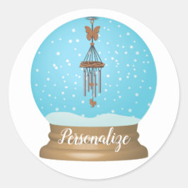 バタフライウインドチャイムスノーグローブ春夏 ラウンドシール