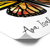 バタフライウォーターカスタムカラーベビー名誕生日 ポスター (角)