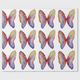 バタフライウォーターカラーアートマットラッピング紙 ラッピングペーパー