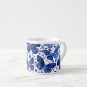 バタフライウォーターカラーインディゴブルー エスプレッソカップ (正面右)