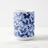 バタフライウォーターカラーインディゴブルー コーヒーマグカップ (中央)