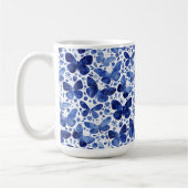 バタフライウォーターカラーインディゴブルー コーヒーマグカップ (左)