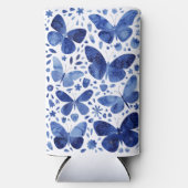 バタフライウォーターカラーインディゴブルー スリム缶クーラー (正面)