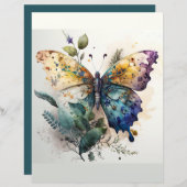 バタフライウォーターカラースクラップブック作り紙 (正面/裏面)