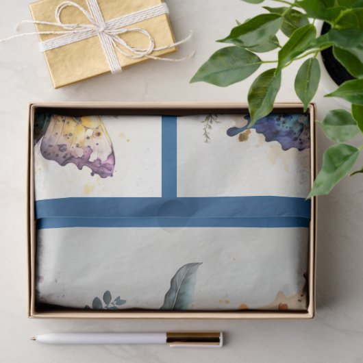 バタフライウォーターカラーデクページティッシュペーパー 薄葉紙 (ギフト)