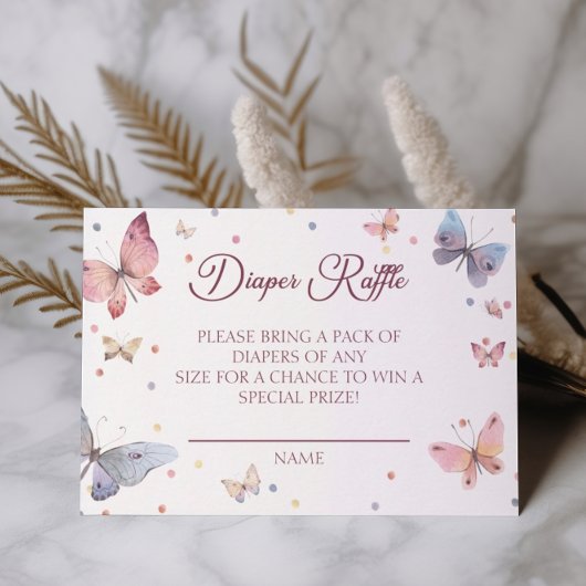 バタフライウォーターカラーパステルおむつラッフル エンクロージャーカード