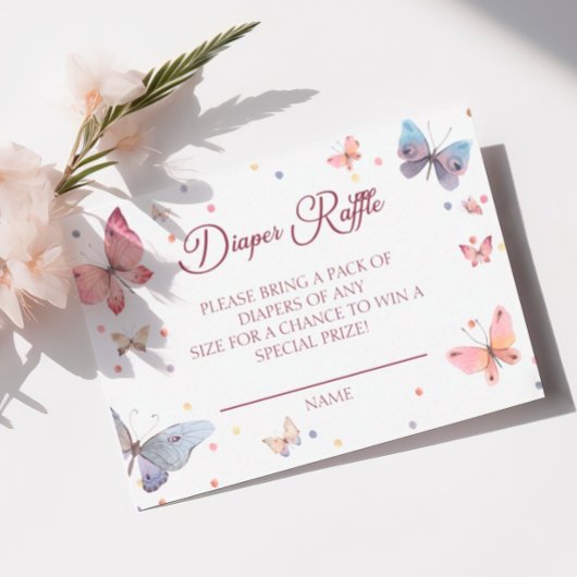 バタフライウォーターカラーパステルおむつラッフル エンクロージャーカード