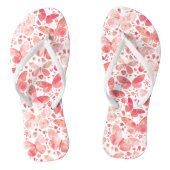 バタフライウォーターカラーパターンコーラルピンク ビーチサンダル (ソール)