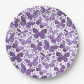バタフライウォーターカラーパープル ペーパープレート (正面)