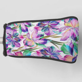 バタフライウォーターカラーブルーとホワイトゴルフヘッドコーブ ゴルフヘッドカバー