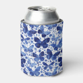 バタフライウォーターカラーブルークーラーボックス 缶クーラー (缶正面)