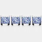 バタフライウォーターカラーブルーモノグラムイニシャル ウイスキーグラス (左)