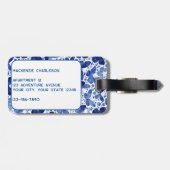 バタフライウォーターカラーブルーモノグラム ラゲッジタグ (裏面横)