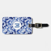 バタフライウォーターカラーブルーモノグラム ラゲッジタグ (正面横)